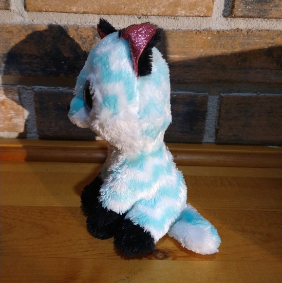 Ty Beanie Boos ATLAS the Aqua Chevron Fox Stuffed Animal - Picture 5 of 16
